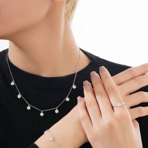 سرویس جواهری فلاور نقره /هدیه خاص دخترانه/ کادو تولد لاکچری