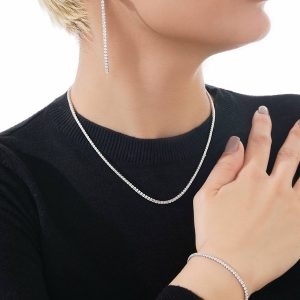 سرویس جواهری تنیسی نقره /هدیه خاص دخترانه/ کادو تولد لاکچری