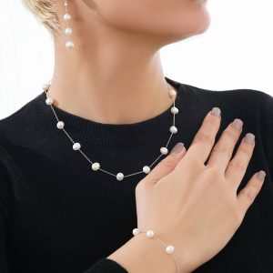 سرویس جواهری مروارید نقره /هدیه خاص دخترانه/ کادو تولد لاکچری