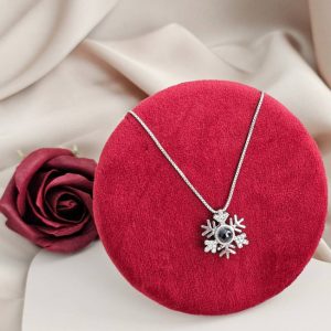 گردنبند برف دوست دارم به صد زبان نقره / هدیه عاشقانه دخترانه /کادو تولد لاکچری و خاص